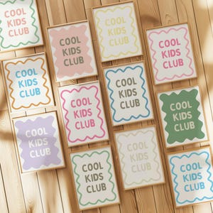 Arte de pared con diseño de club infantil genial, arte de pared para sala de juegos, decoración moderna para habitación infantil, cita divertida para niños, regalo para sala de juegos, arte moderno para niños, habitación genial