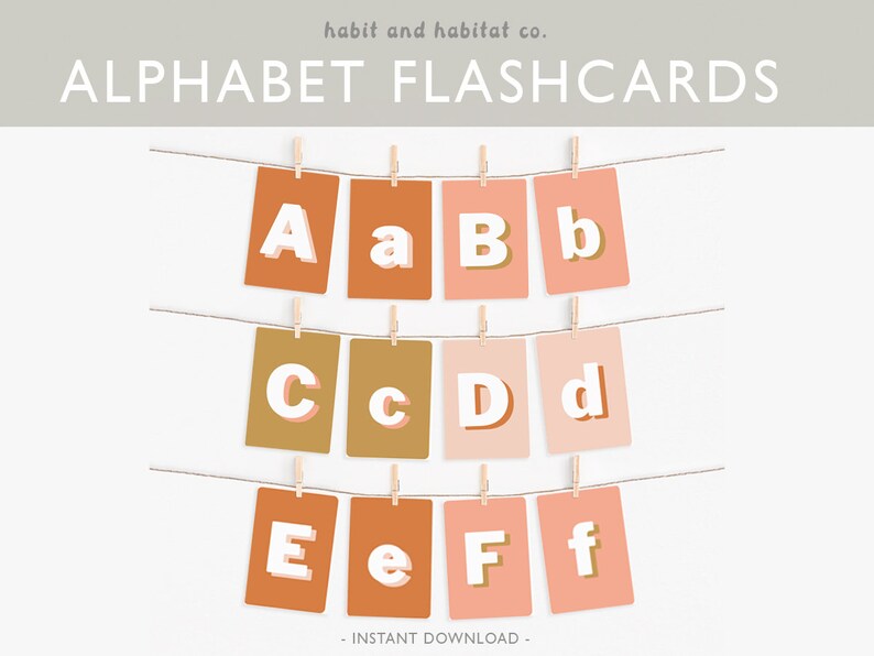 Alphabet Flashcards, ABC Flash Cards, Educational Cards, Learning Abcs