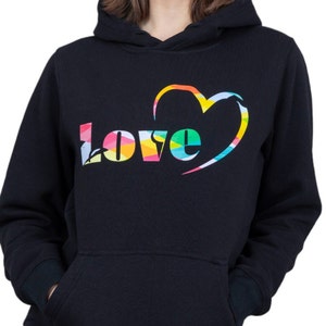 HEARTS HOODIE | Boutique Hoodie | Self-Love Pullover | Romantic Hoodie | Inspirational Heart Love Relaxed Fit Printed Handmade Hoodie