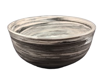 Black and White Agateware Handmade Bowl