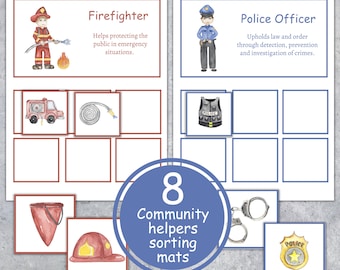 OCCUPATIONS sorting mats.  Professions preschool and kindergarten activity. Community helpers activity. INSTANT DOWNLOAD