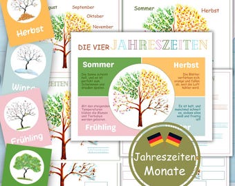 Lernaktivitäten zu den 4 Jahreszeiten und Monaten, Sofort-Download