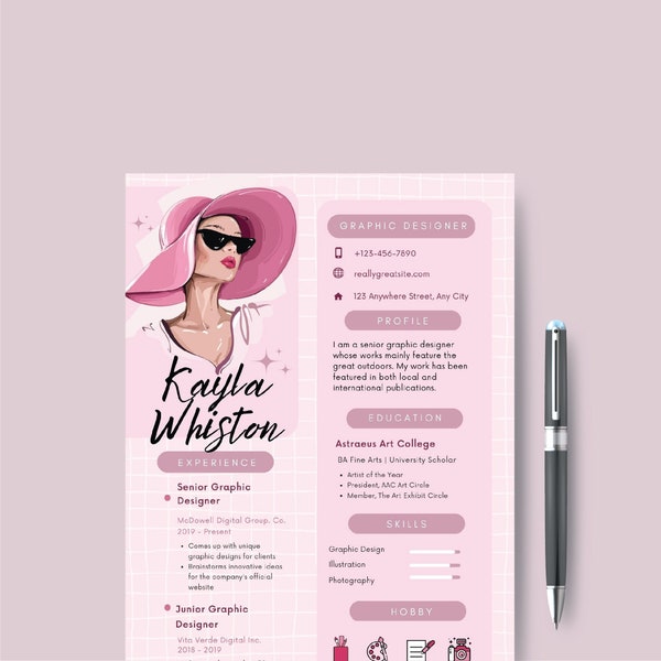 Canva Resume Template with cv template canva, 1 page resume, 1 page cover letter template, best resume 2023 for any job designer Resume