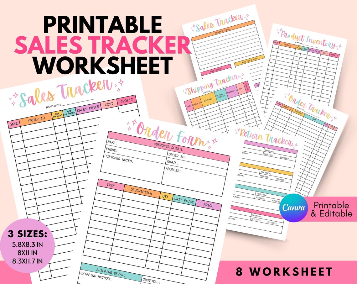 Printable Sales Tracker, Sales Log Editable, Order Tracker Template ...
