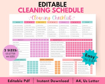 Printable  Cleaning Planner, Schedule & Checklist (PDF)