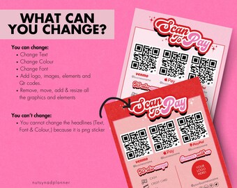 Editable Qr Code Sign For Small Business Canva Template, Price List Template and Scan To Pay Sign Template, Connect With Us, Payment Sign
