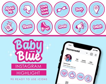 90 Baby Blue Instagram Highlight Cover