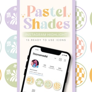 15 PASTEL SHADES Instagram Highlight Covers - Covers for Instagram Stories, Pastel Tones Aesthetic IG Story Highlight Icon Pack, Canva