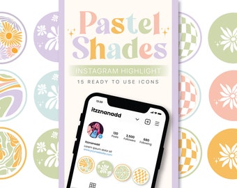 15 PASTEL SHADES Instagram Highlight Covers - Covers for Instagram Stories, Pastel Tones Aesthetic IG Story Highlight Icon Pack, Canva