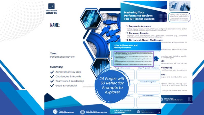 Performance Review Planner | Fillable Self-evaluation Template | Goal ...