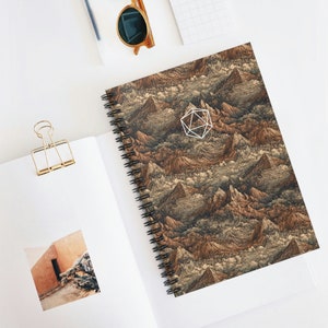 D20 Mystical Mountain Pattern Spiral Notebook - Dungeons and Dragons Notebook, DnD Campaign Journal, D&D 5e, DnD Notebook