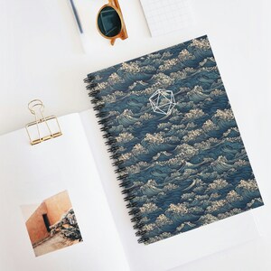 D20 Mystic Ocean Pattern Spiral Notebook - Dungeons and Dragons Notebook, DnD Campaign Journal, D&D 5e, DnD Notebook, Dungeons and Drago