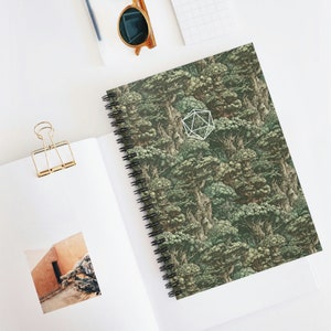 D20 Enchanted Forest Pattern Spiral Notebook - Dungeons and Dragons Notebook, DnD Campaign Journal, D&D 5e, DnD Notebook, Dungeons and Drago
