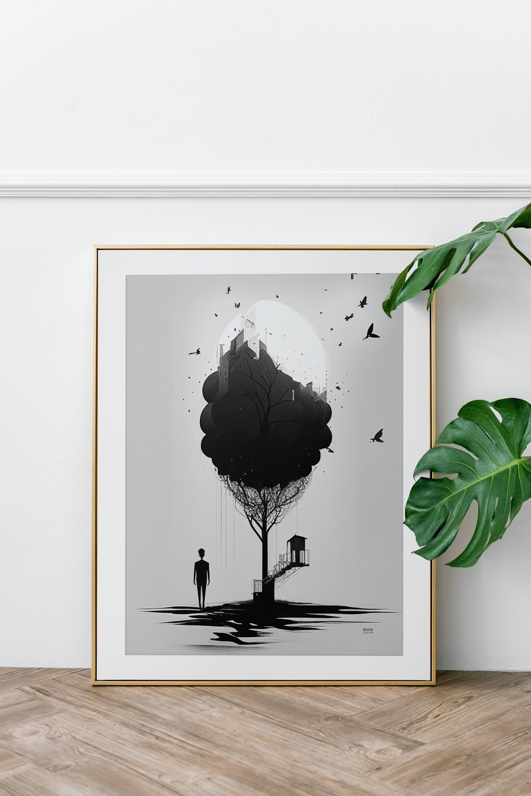 Abstract Black and White Tree Poster Print Simple Tree - Etsy