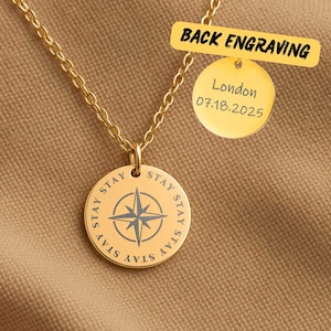 Stay Compass Necklace, Unique Compass Jewelry, Meaningful Necklace Gift for Friend, Daughter, Sister, Wife, Birthday, Keepsake, Gift for Her