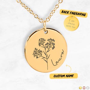 Baby’s Breath Memorial Necklace, Custom Name Engraved Jewelry, Pregnancy Loss Gift, Miscarriage Keepsake, Sympathy Gift for Mom, Mom Gifts