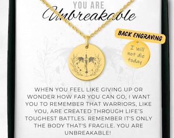 You are Unbreakable Strength Necklace, Dragon Necklace, Warrior Necklace, Encouragement Gift, Bookish Jewelry Gift for Her, SMUT Lover Gifts