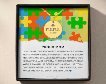 Custom Autism Mama Puzzle Necklace, Autism Awareness Gift, Autism Mom Necklace, Autism Diagnosis, Special Needs Gift, Autism Jewelry