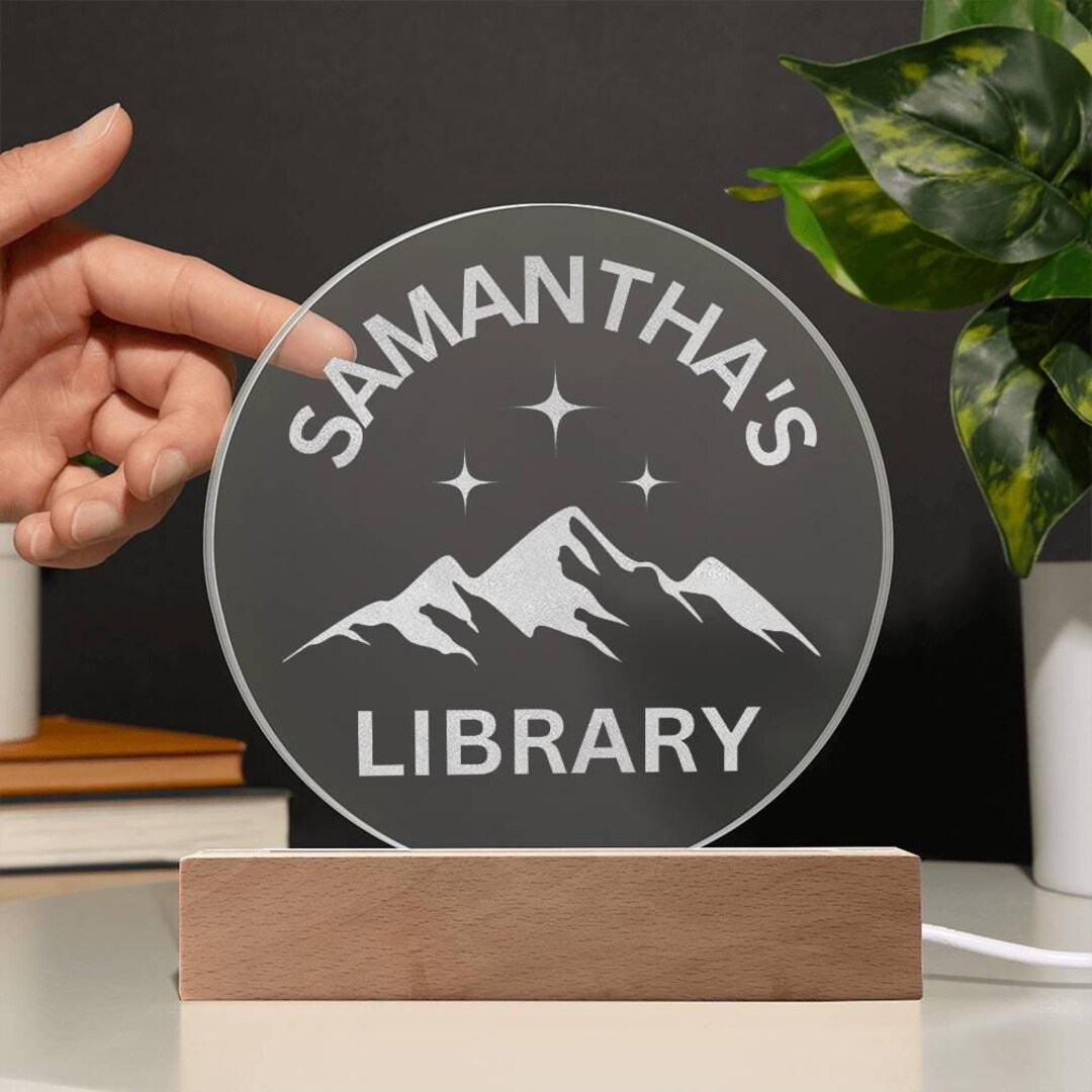 Custom Name LED Library Sign, Engraved Bookish Decor for Book Nook ...