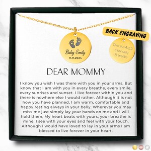 Dear Mommy Necklace, Miscarriage Gift, Baby Loss Jewelry, Memorial Necklace, Sympathy Gift for Pregnancy Loss, Stillborn Keepsake, Angel Mom