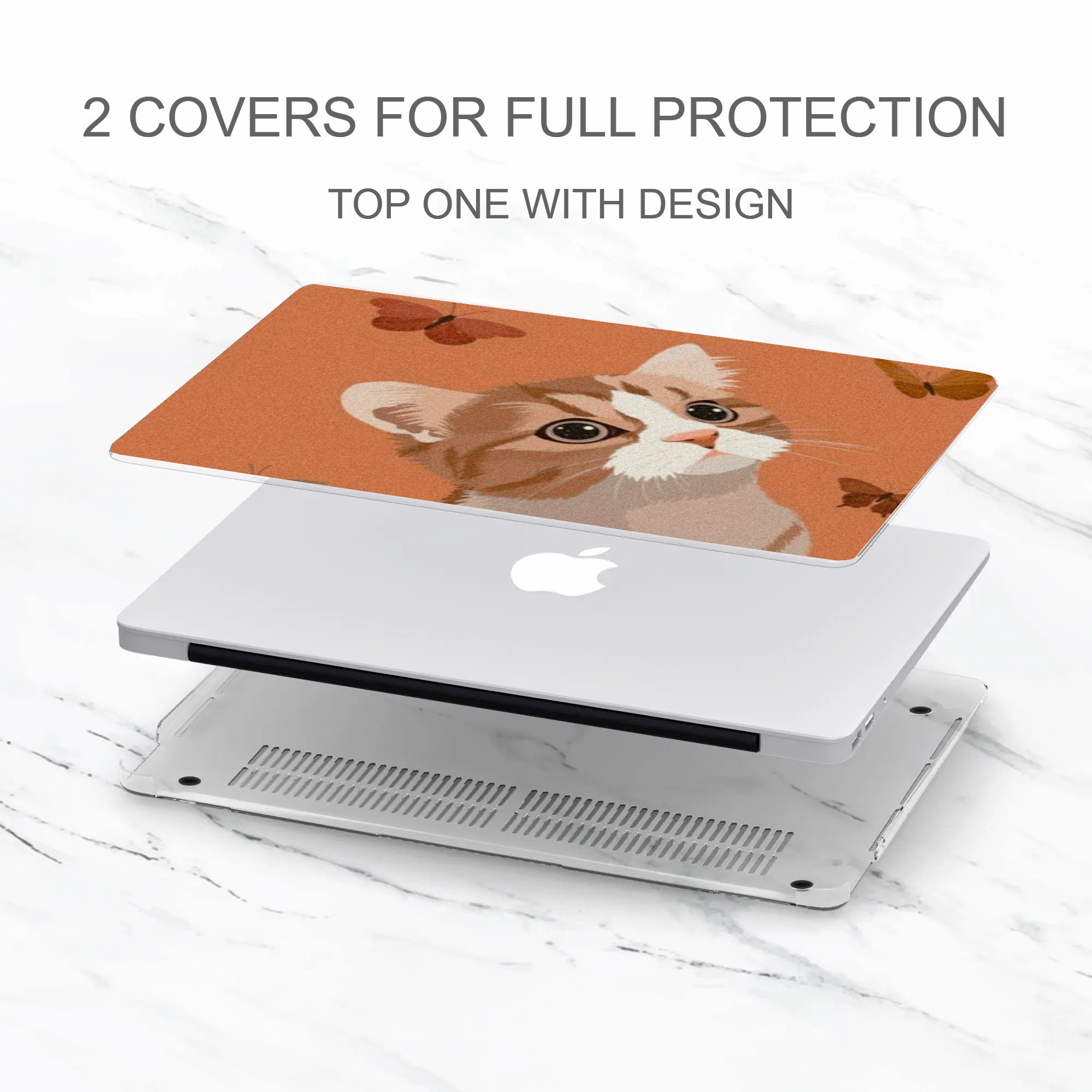 かわいい Mac Book ケース 美的 ラップトップ カバー、猫 ハード