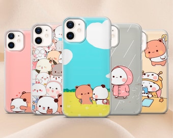 Bear and Panda Phone Case, Cute Aesthetic TPU Gel Cover