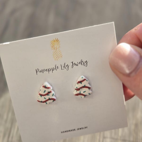 Christmas tree cake studs earrings