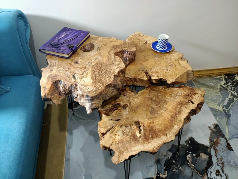 Stylish Coffee Tables: Blending Functionality 6 Live Edge Coffee Table Rustic Coffee Table Solid Wood Table Olive Set of 3 I By Skilled Hands