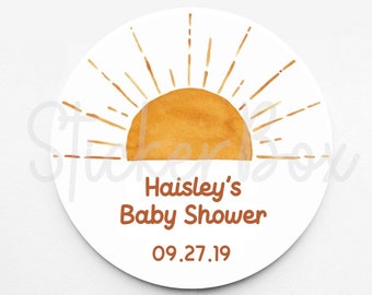 Pegatinas de recuerdo para baby shower con temática de sol / Pegatinas personalizadas para baby shower / Pegatinas para cualquier ocasión / Pegatinas para bolsas de regalo