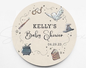 Pegatinas personalizadas para baby shower de mago / Pegatinas para cada ocasión / Pegatinas para bolsas de regalos / Pegatinas de recuerdo
