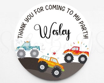 Pegatinas de cumpleaños de Monster Truck / Pegatinas personalizadas / Pegatinas personalizadas / Pegatinas para cada ocasión / Pegatinas de recuerdo