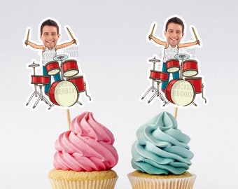 Adornos para cupcakes con foto de estrella de rock / Adornos de rock and roll / Adornos para cupcakes de rock / Fiesta musical / Cumpleaños de estrella de rock / Adornos divertidos para tartas