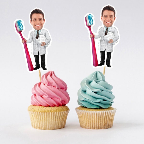 Dentist Photo Cupcake Toppers | Graduation Medical Cupcake Topers | Medical Party Supplies | Personalized Toppers