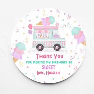 Ice Cream Personalized Birthday Stickers | Ice Cream Birthday Favor Stickers | Stickers For Every Occasion | Kids Birthday Stickers
