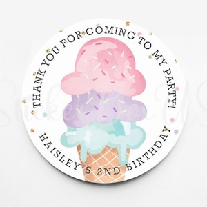 Ice Cream Personalized Birthday Stickers | Ice Cream Birthday Favor Stickers | Stickers For Every Occasion | Goody Bags