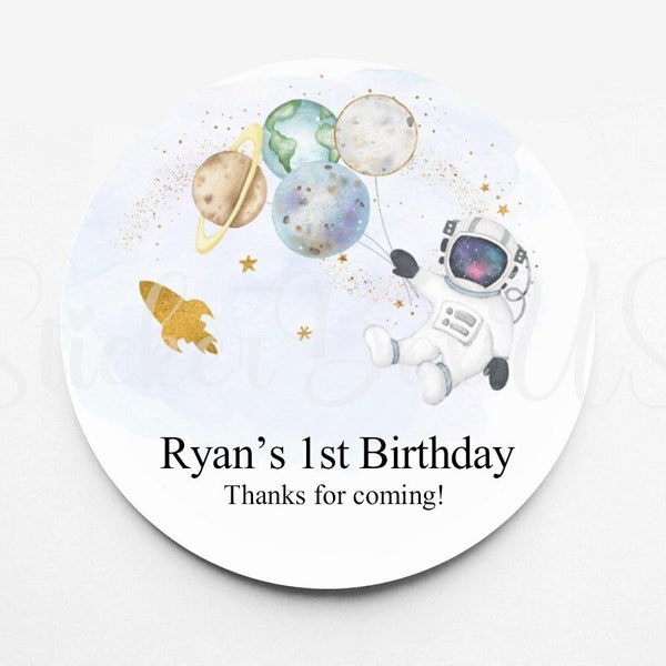 Space Themed Birthday Stickers | Personalized Stickers | Custom Stickers | Stickers For Every Occasion | Favor Stickers