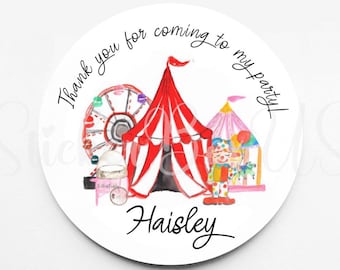 Pegatinas de cumpleaños de circo / Pegatinas personalizadas / Pegatinas personalizadas / Pegatinas para cada ocasión / Pegatinas de recuerdo