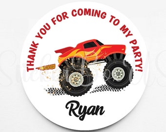 Pegatinas de cumpleaños de Monster Truck / Pegatinas personalizadas / Pegatinas personalizadas / Pegatinas para cada ocasión / Pegatinas de recuerdo