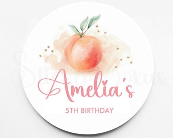 Peach Personalized Party Stickers | Peach Babyshower Favor Sticker | Stickers For Every Occasion | Goody Bag Stickers | Favor Stickers