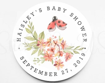 Pegatinas de agradecimiento para baby shower de mariquita / Pegatinas personalizadas para baby shower / Pegatinas para cada ocasión