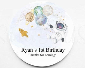 Pegatinas de cumpleaños con temática espacial / Pegatinas personalizadas / Pegatinas personalizadas / Pegatinas para cada ocasión / Pegatinas de recuerdo