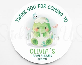 Pegatinas de dinosaurios para baby shower / Pegatinas personalizadas para baby shower / Pegatinas para cualquier ocasión / Pegatinas de recuerdo / Baby Shower de niño