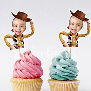 Woody Face Cupcake Toppers | Toy Story Custom Face Cupcake Toppers | Photo Cupcake Toppers | Personalized Cupcake Toppers | Toy Story Woody