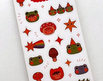 Wonky Frogs & Shrooms Stickersheet | Journaling, Planner Sticker, Laptop Sticker