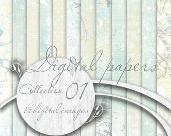 DIGITAL PAPER PACK.Scrapbook.Digital paper, basic for scrapbooking, paper crafts, cards and more.