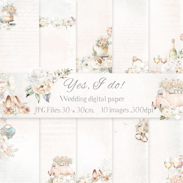 Digitales Papier Hochzeit/Farbe Champagner digitales Papier /Printable Digital Wedding Briefpapier/Digital Pastell Scrapbook /