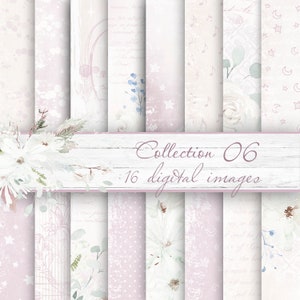 Floral Digital Paper Pack.Pink and beige scrapbook paper.Printable basic sheets.Pastel scrapbook paper for albums, cardmaking and more.