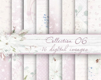 Floral Digital Paper Pack.Pink and beige scrapbook paper.Printable basic sheets.Pastel scrapbook paper for albums, cardmaking and more.