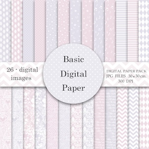 Pink and Gray Digital Paper Pack.Scrapbook baby basic sheets.Instant download.Baby shower scrapbook paper.CardMaking.Digital Background.