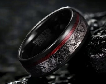 Artist | Tungsten Carbide Ring | Black Tungsten Wedding Band | Promise Ring | Mens Wedding Band | Anniversary | Engagement Ring | 8mm
